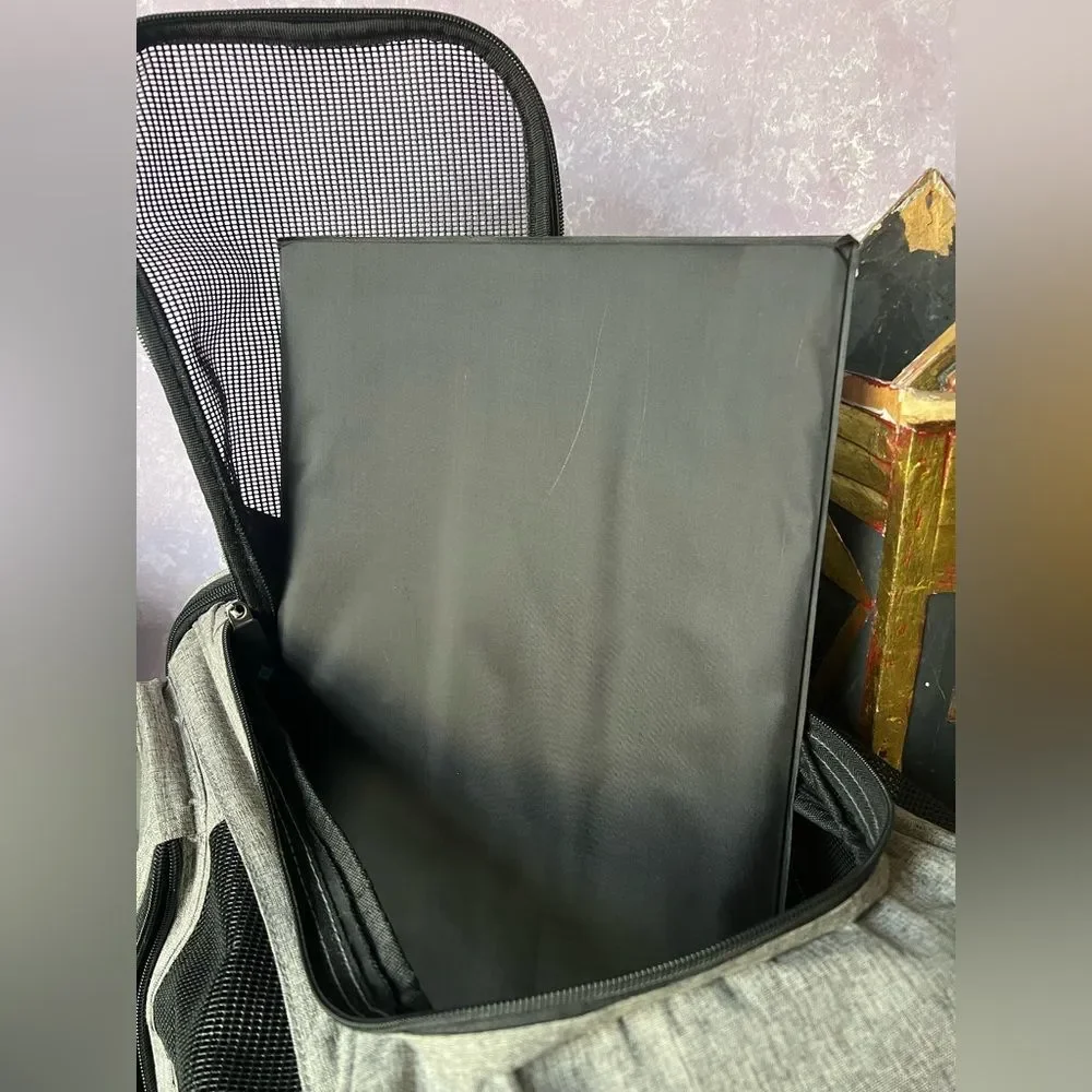 Sherpa, gray and black backpack small pet carrier. ￼
